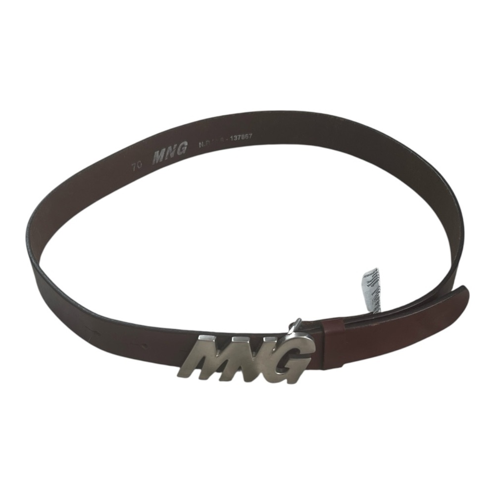 MNG Mango Leather Belt Dark Brown Women’s Size XS-Small